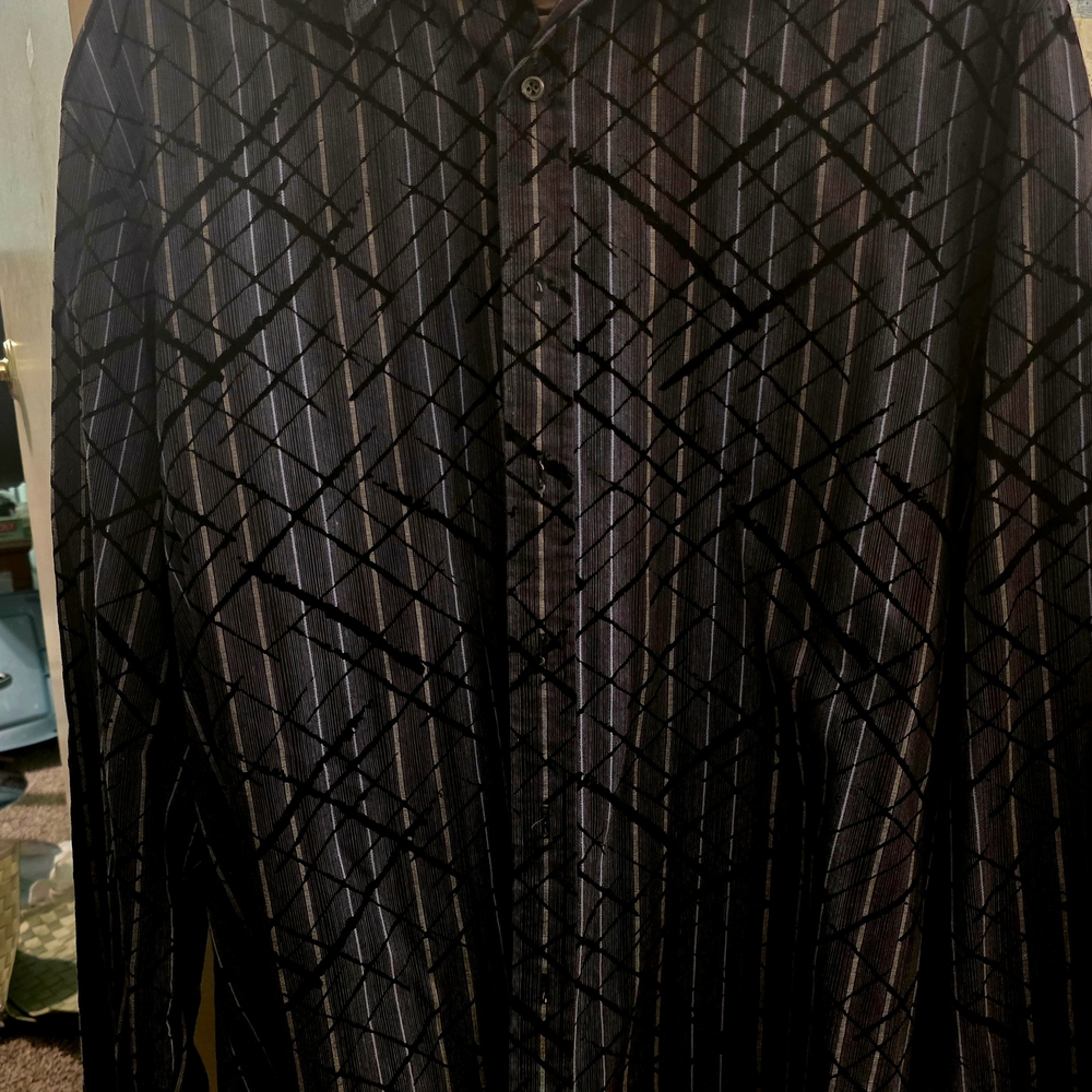 Vintage Black and Gray Checkered Dress Shirt - Picture 4 of 6